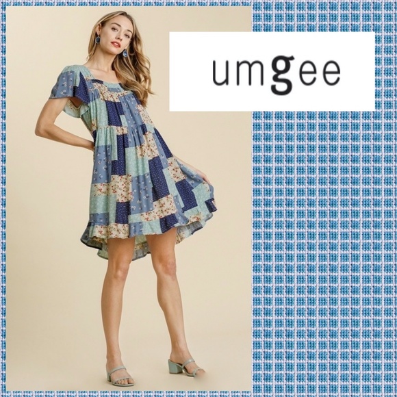 Umgee Dresses & Skirts - 🛍 Umgee Mini Dress W/Square Neckline Ruffled Hem